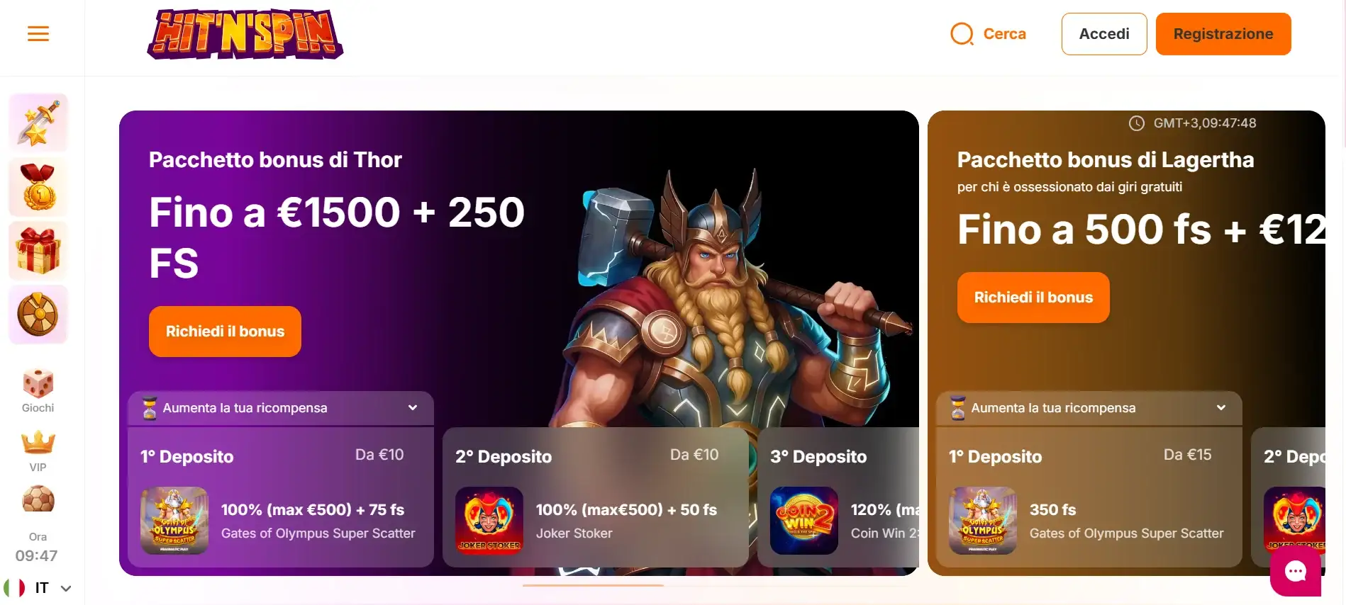 Hit’n’Spin casino non AAMS che pagano subito