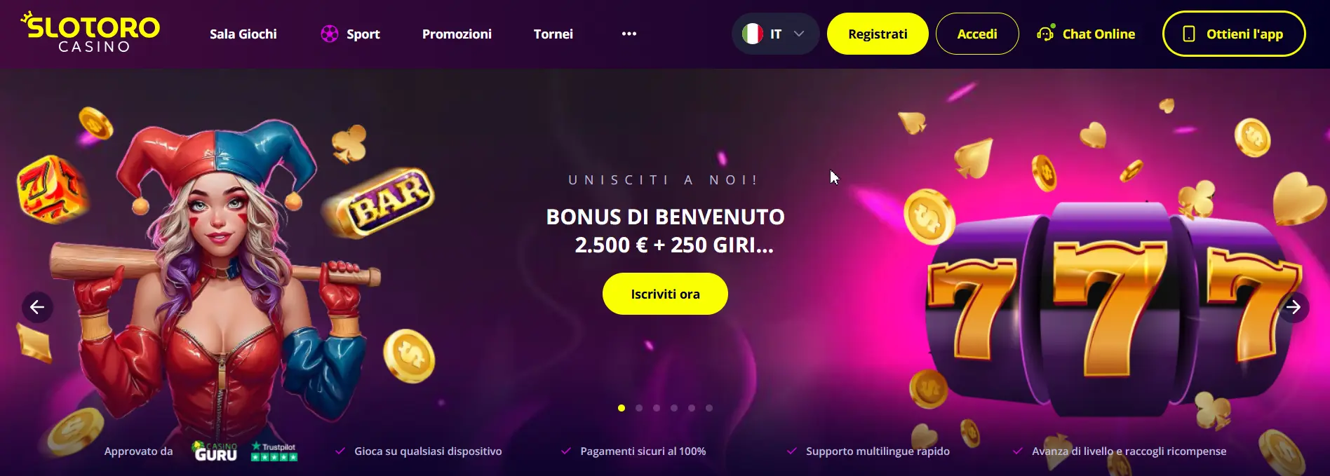 Slotoro casino non AAMS che pagano subito